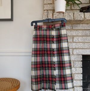 Wintry wool plaid blanket skirt